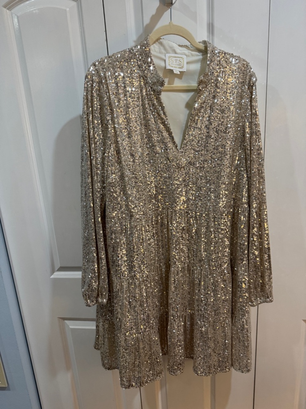 Sail to Sable Champagne Sequin Midi Dress